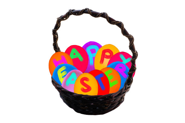 复活节彩蛋篮子孤立的背景图片下载