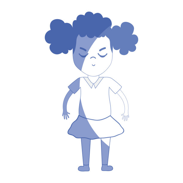 剪影漂亮的女孩与发型和休闲装图片下载