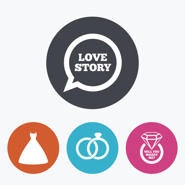 婚纱图标。戒指象征着新娘和新郎图片下载