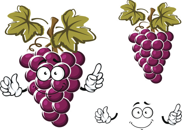 卡通的紫葡萄果实人物素材图片