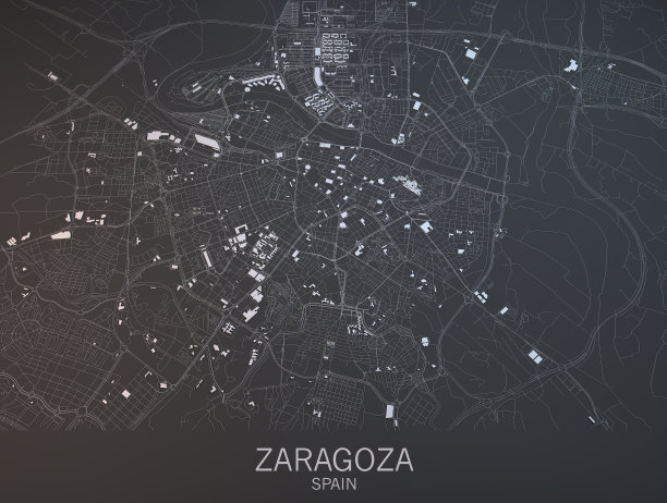 萨拉戈萨地图，萨拉戈萨，卫星视图，城市，西班牙图片下载