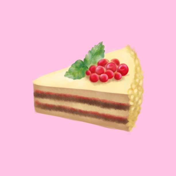 数字艺术甜点甜蛋糕红醋栗浆果薄荷叶图片下载