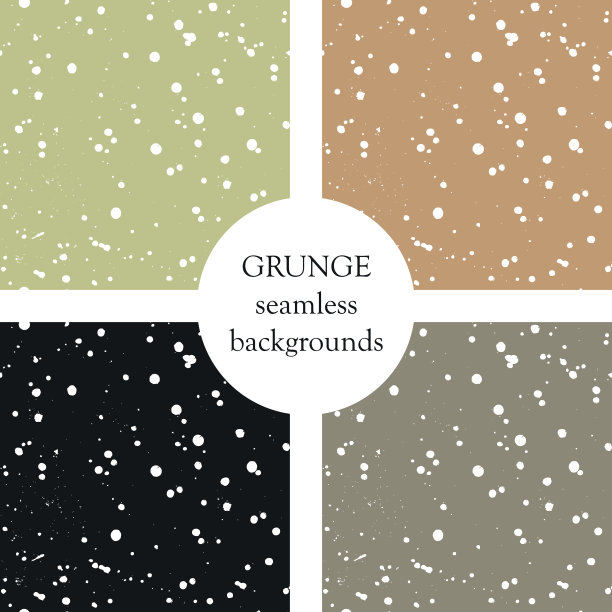 墨水飞溅笔刷笔触无缝矢量图案套装。网页背景、印刷、壁纸、表面设计素材图片下载