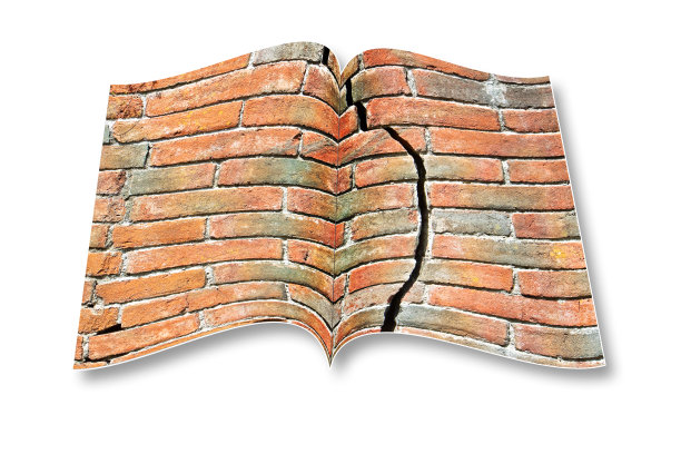 旧砖墙的深裂缝-打开的相册的3D渲染-“我是这个3D渲染中使用的图像的版权所有者。图片下载