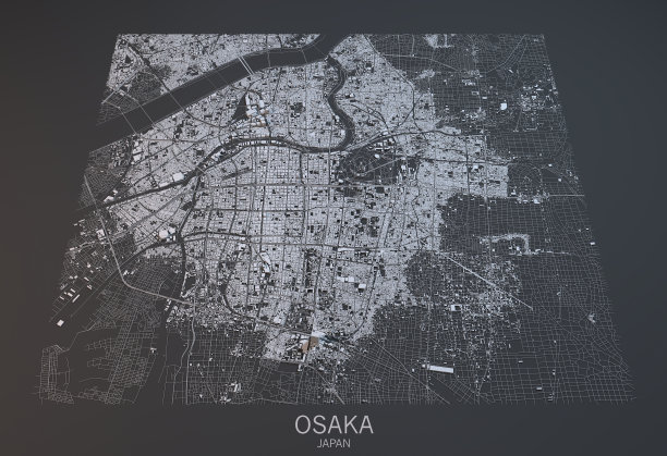 日本城市大阪卫星图图片下载