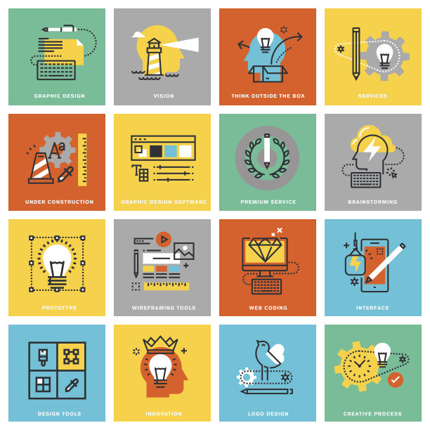 细线平面设计图标的图形和网页设计图片下载