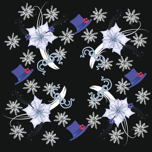 白色一品红和雪花图案图片下载