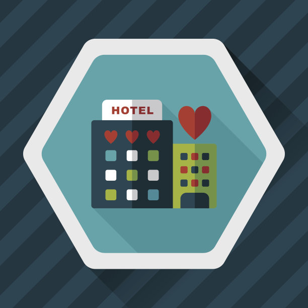 情人节酒店的长影子图标，eps10图片下载