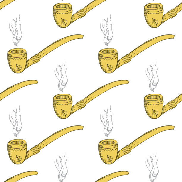 白色背景上的黄色烟斗图案图片下载