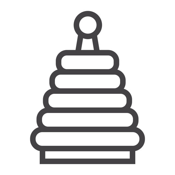 彩虹金字塔玩具线图标，孩子和玩，矢量图形，白色背景上的线性图案，eps 10。图片下载