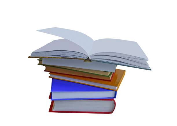 一堆明亮的书在孤立的背景上图片下载