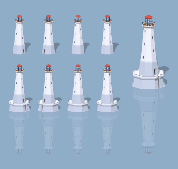 低聚白色灯塔图片下载