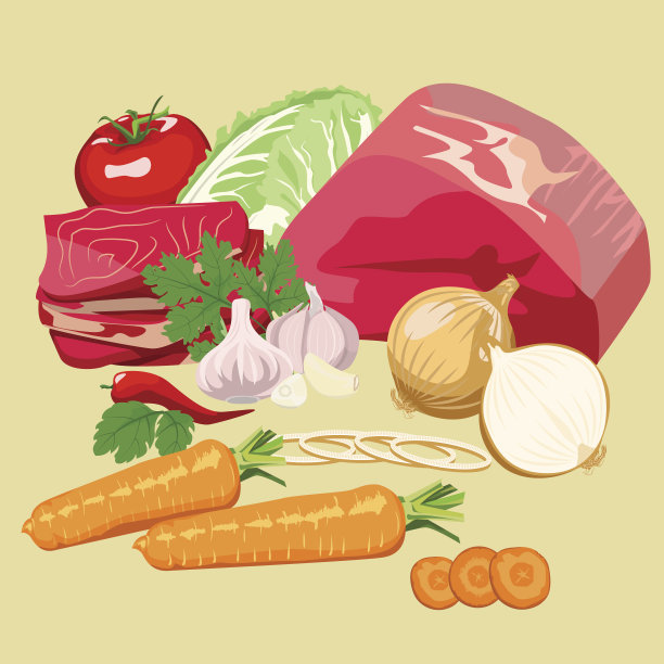 一套肉和蔬菜图片下载