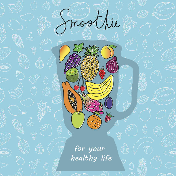 和水果一起搅拌制成冰沙。图片下载