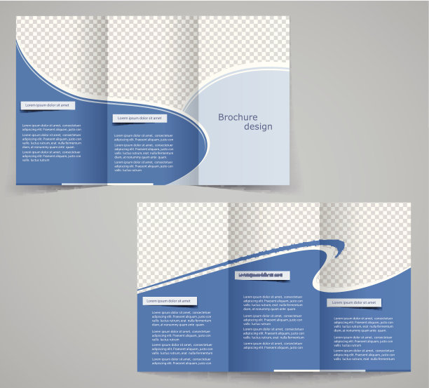 蓝波商务三折宣传册模板图片下载