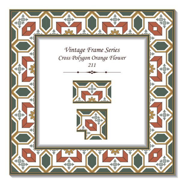 古董3D框架211十字多边形橙花图片下载