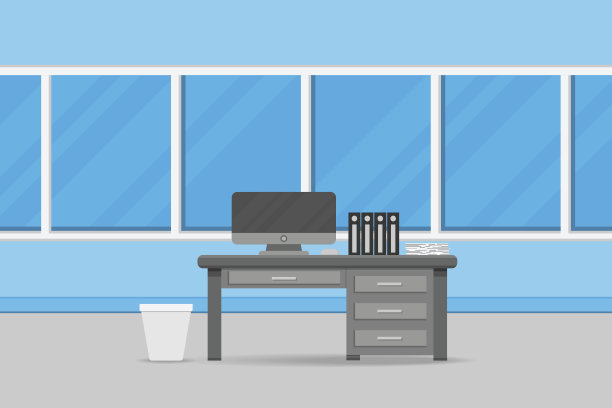 室内办公室设计，电脑及配件设计。向量和插图图片下载