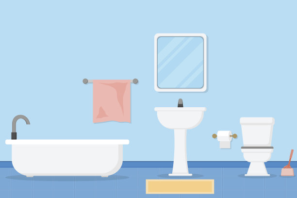 室内现代浴室设计。向量和插图素材图片