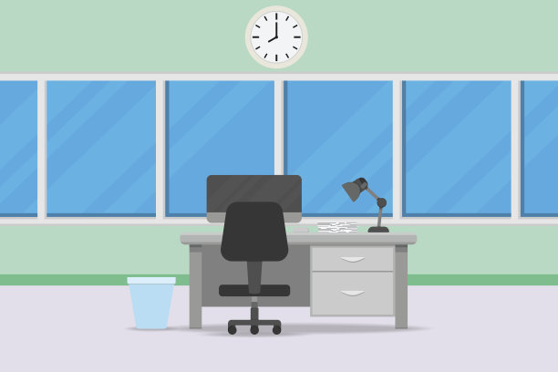 室内办公室设计，电脑及配件设计。向量和插图图片下载