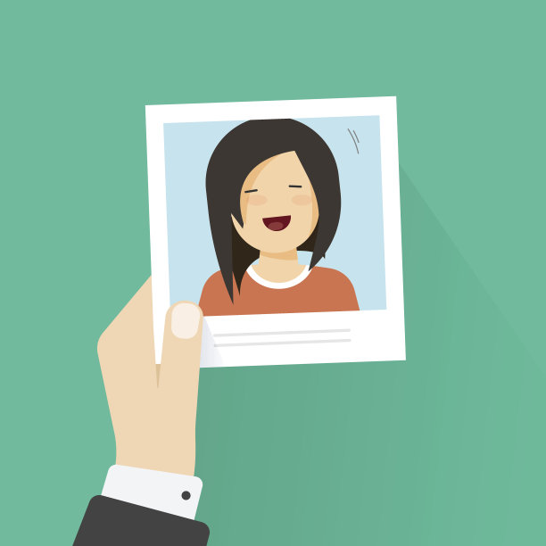 手握纸相框与快乐的女孩图片矢量插图平面卡通风格，美好的时间记忆的概念图片下载