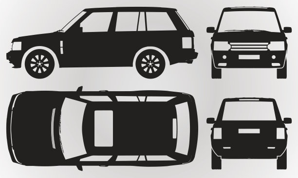 前，后，顶和侧SUV投影图片下载