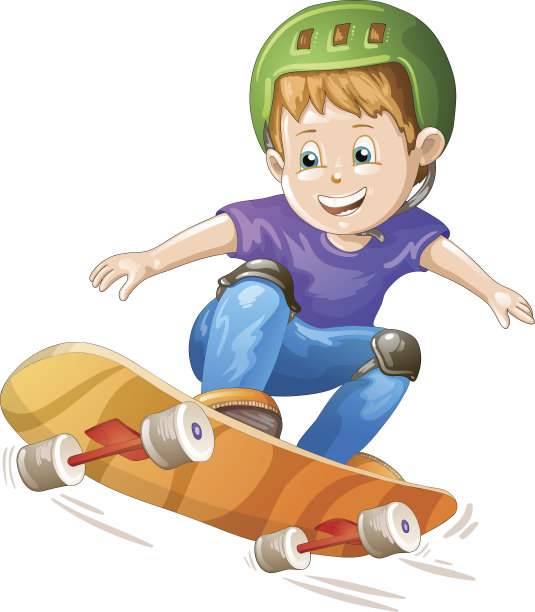 卡通滑板男孩在空中飞行图片下载