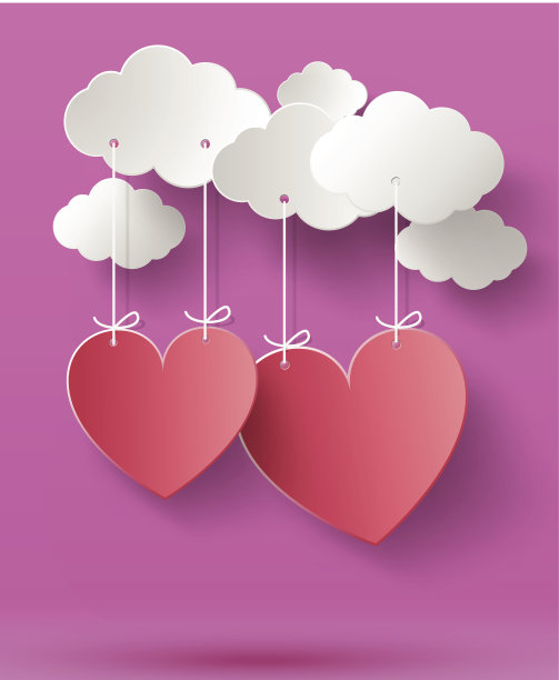 情人节的抽象背景与剪纸心。图片下载