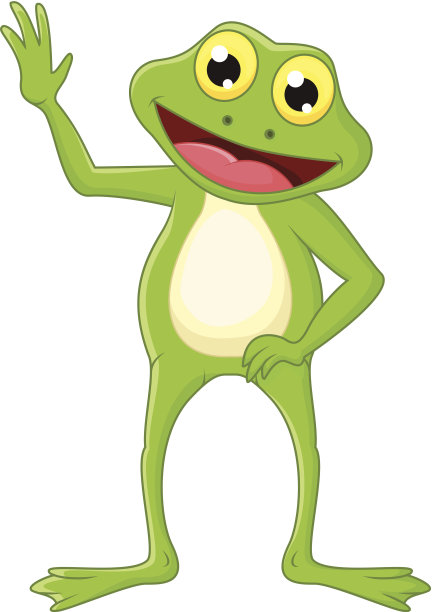 可爱的卡通绿色青蛙挥手图片下载