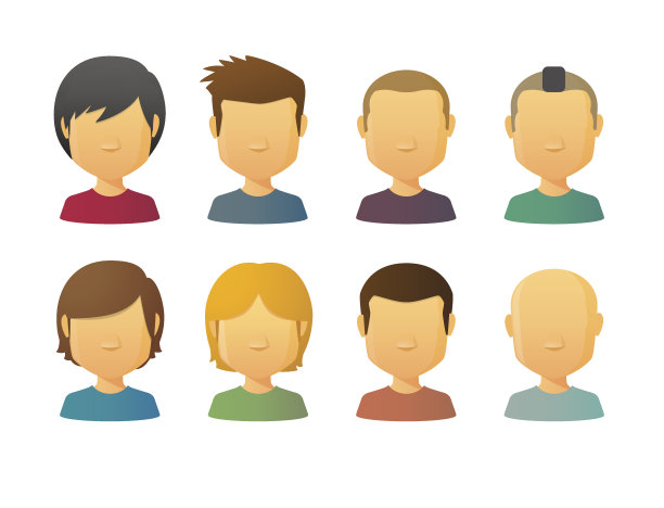 各种发型的无脸男性角色图片下载