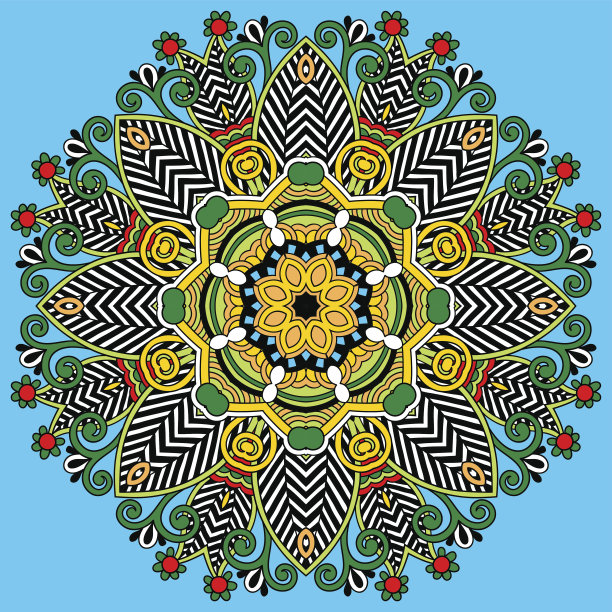 圆形花边点缀，圆形装饰几何桌布图案图片下载