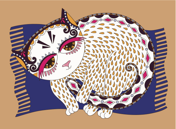 装饰猫的原始插图图片下载