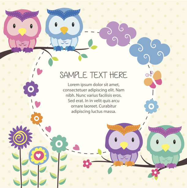 猫头鹰及园林布局设计图片下载