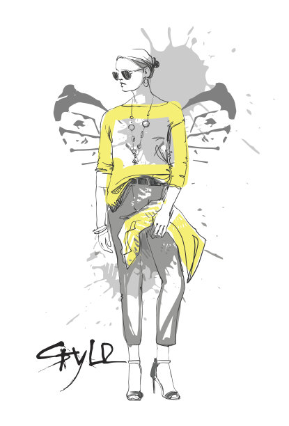 购物销售时装收集风格模特女孩穿优雅的衣服折扣小品图片下载