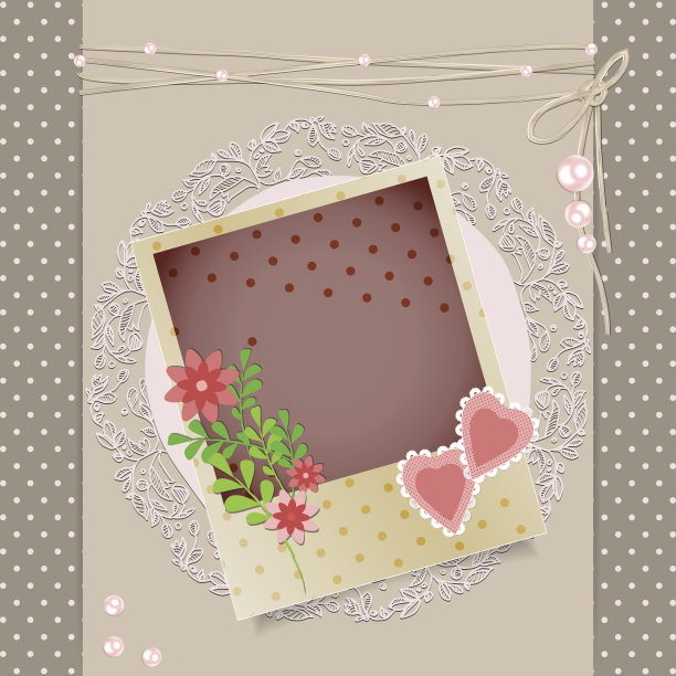 剪贴簿风格的抽象背景与花和装饰元素图片下载