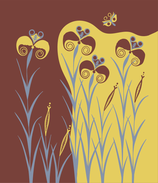 百合花古代米诺斯壁画图片下载