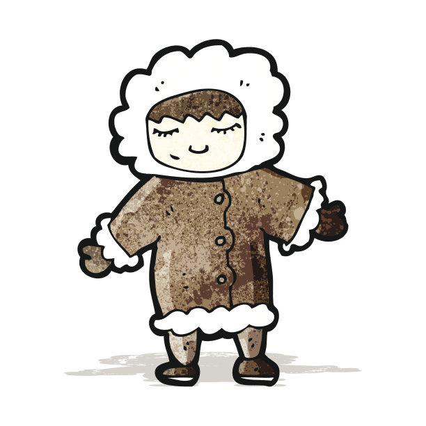 身穿冬季皮草大衣的卡通男人图片下载