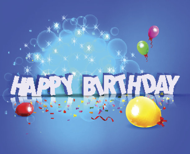 生日背景与彩色气球图片下载