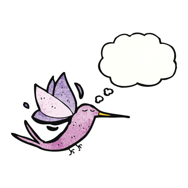 带有思想泡泡的卡通蜂鸟图片下载