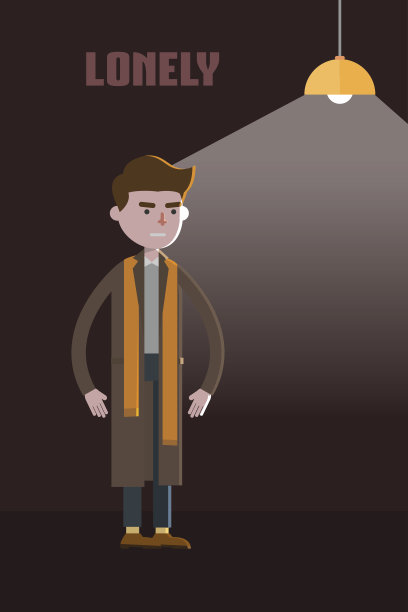 现代设计平面人物孤独矢量插图图片下载