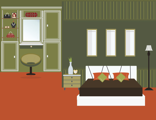 卧室室内平面设计。素材图片