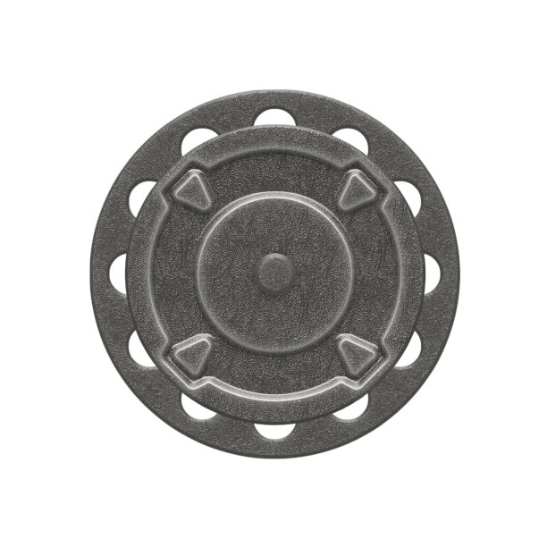 圆形金属工业零件。两个轮子用螺栓连接在一起。图片下载