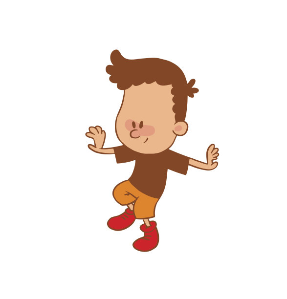 可爱的小男孩单腿平衡，彩色图像图片下载