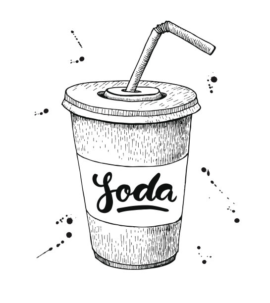 向量苏打绘画。手绘苏打插图。图片下载