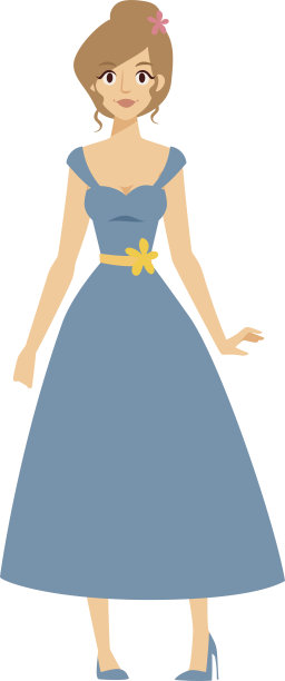 全身年轻的金发顶级模特在蓝色的裙子图片下载