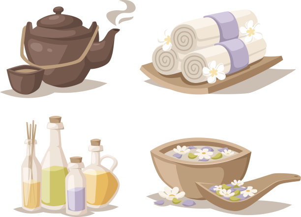 水疗小品装饰符号设置竹毛巾香薰蜡烛图片下载