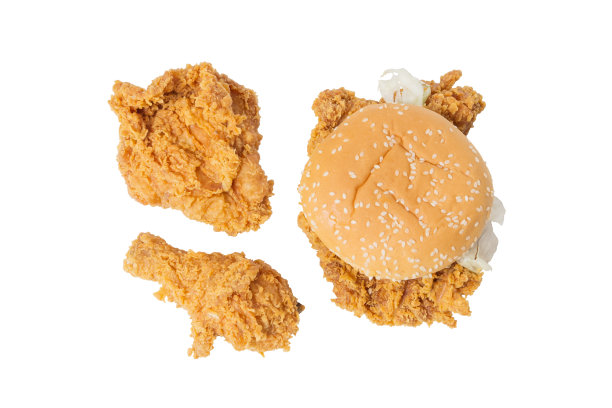 小牛，鸡胸，酥脆鸡肉汉堡图片下载