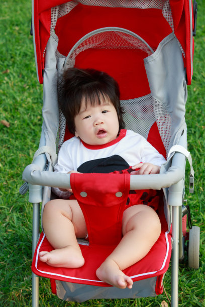婴儿坐在婴儿车里图片下载