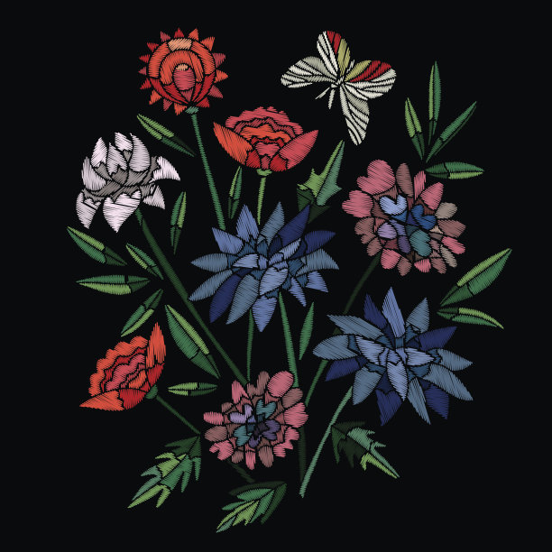 矢量花绣图片下载