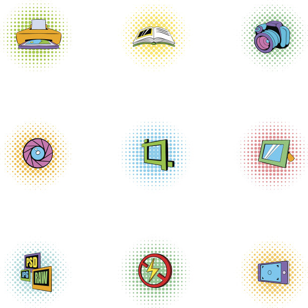 摄影图标设置，流行艺术风格图片下载