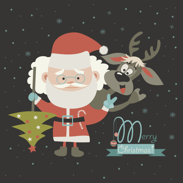 滑稽的圣诞老人和驯鹿图片下载